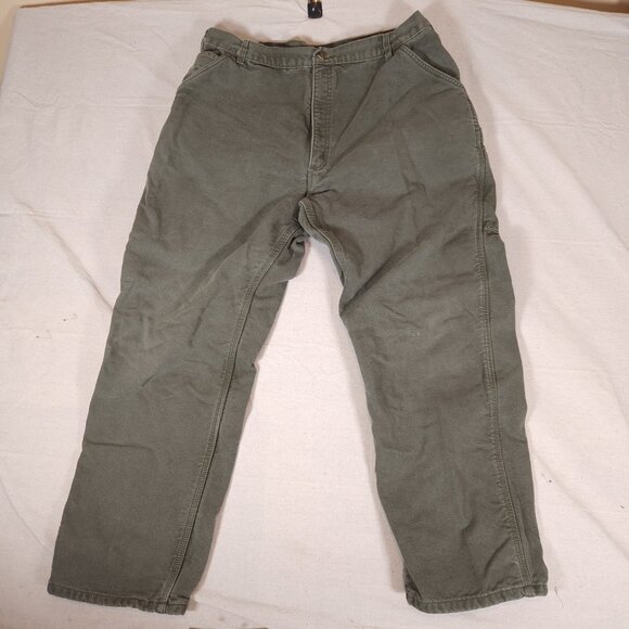Carhartt Original Fit Flannel Lined Carpenter Pants Mens 42x32 Utility ~36x29.5 - Picture 1 of 16